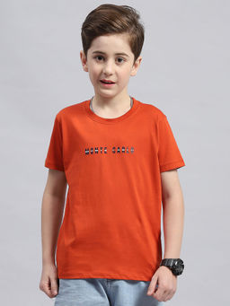 Monte Carlo - Boys Red Round Neck Half Sleeve Regular Fit T-Shirt