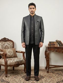 Jompers - Men Woven Design Jacket With Bandhgala And Trouser