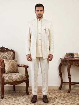 Jompers - Silk Blend Sequin And Jacket With Bandhgala And Trouser