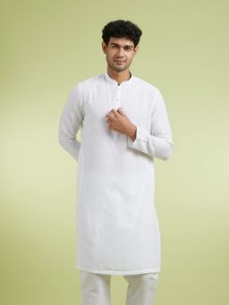 Manyavar - White Viscose Blend Kurtas for Men