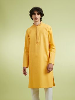 Manyavar - Yellow Cotton Kurtas for Men