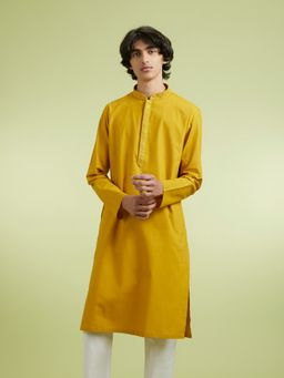 Manyavar - Yellow Cotton Kurtas for Men