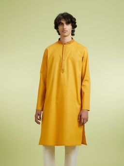 Manyavar - Yellow Cotton Kurtas for Men