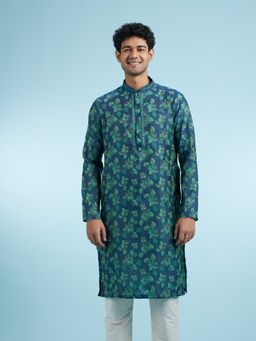 Manyavar - Blue Art Silk Kurtas for Men