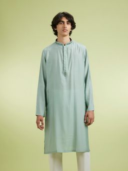 Manyavar - Green Viscose Blend Kurtas for Men