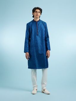 Manyavar - Blue Art Silk Kurtas for Men