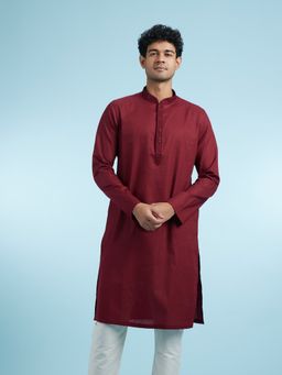Manyavar - Maroon Cotton Kurtas for Men