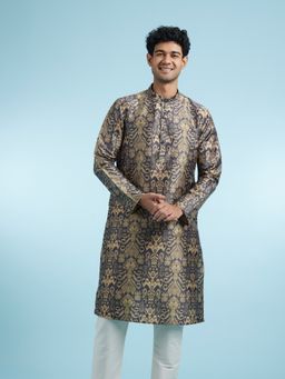 Manyavar - Grey Art Silk Kurtas for Men