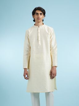 Manyavar - Cream Art Silk Kurtas for Men