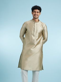 Manyavar - Beige Art Silk Kurtas for Men