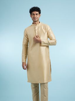Manyavar - Beige Art Silk Kurtas for Men