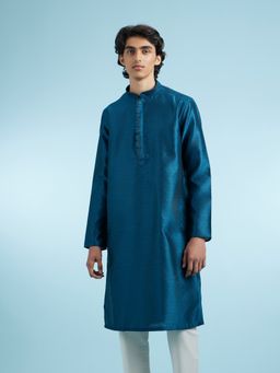 Manyavar - Blue Art Silk Kurtas for Men