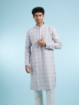 Manyavar - Grey Cotton Blend Kurtas for Men