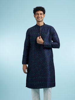 Manyavar - Blue Art Silk Kurtas for Men