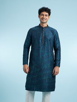 Manyavar - Teal Art Silk Kurtas for Men