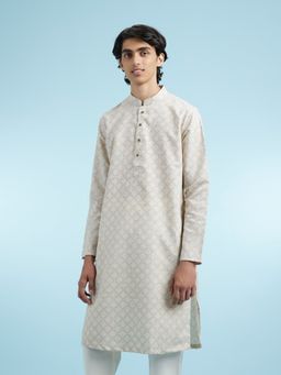 Manyavar - Beige Cotton Blend Kurtas for Men