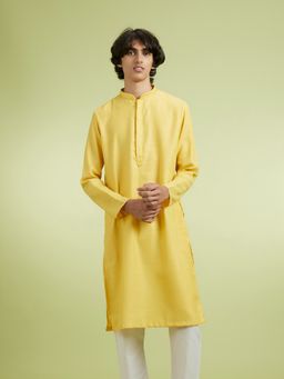 Manyavar - Yellow Cotton Blend Kurtas for Men