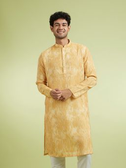Manyavar - Yellow Cotton Blend Kurtas for Men