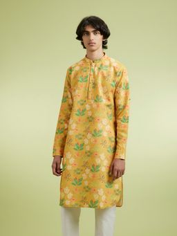 Manyavar - Yellow Cotton Blend Kurtas for Men