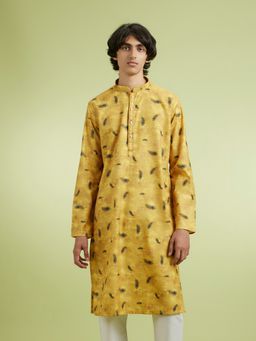 Manyavar - Yellow Cotton Blend Kurtas for Men