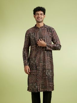 Manyavar - Brown Viscose Blend Kurtas for Men