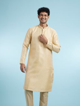 Manyavar - Fawn Art Silk Kurtas for Men