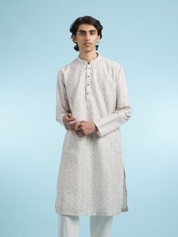 Manyavar - Beige Cotton Blend Kurtas for Men