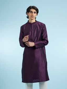 Manyavar - Purple Art Silk Kurtas for Men