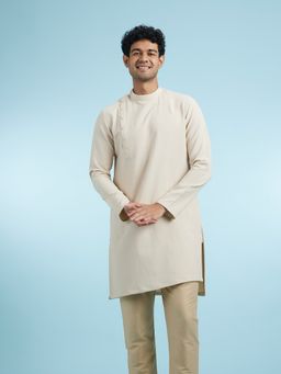 Manyavar - Beige Spandex Kurtas for Men