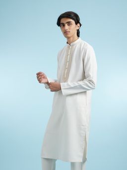Manyavar - Cream Cotton Blend Kurtas for Men