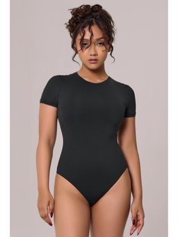 INVOGUE - Cap Sleeves Bare Bodysuit Black