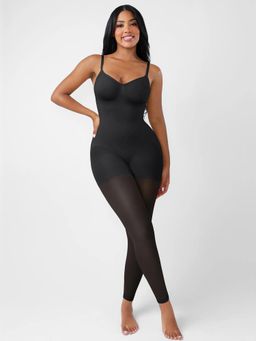 Shop The Edit - Full-Length Body Shaper With Breast Support Waist & Abdomen Control Black