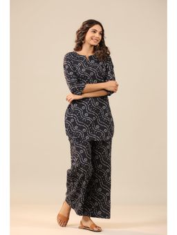 Jisora - Womens Black Printed Cotton Night Suit