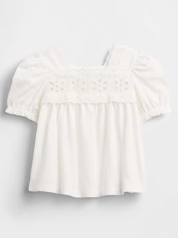 GAP - Off White Cotton Half Sleeves Top