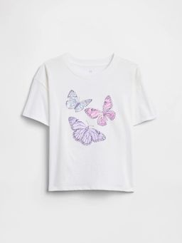 GAP - White Cotton Half Sleeves T-Shirt