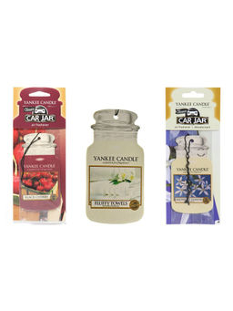 Yankee Candle - Fluffy Towels, Black Cherry, and Midnight Jasmine Car Jar Air Freshener (Pack of 3)