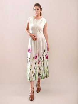 Zink London - Women Multi Color Floral Print Sleeveless Midi Dress