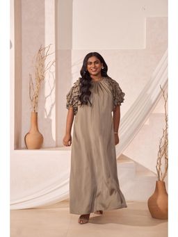Sonsie - Anaya Green Satin Flowy Maxi Dress