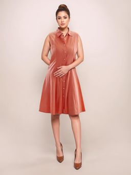 Zink London - Women Red Textured Knee Length Dress