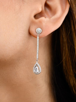 METALM - 925 Silver CZ Teardrop Dangle Earrings