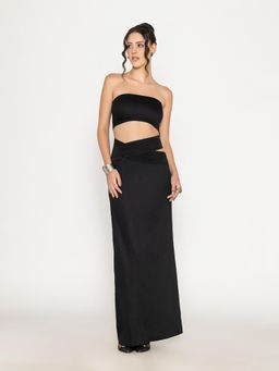 Contemponari - Black Astral Solid Skirt and Bandeau Top
