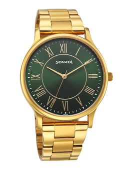 Sonata - Gold Strap Round Dial Watch for Men ( 77105YM07W ) ( M )