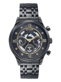 Sonata - Black Strap Round Dial Watch for Men ( 77146NM02 ) ( M )