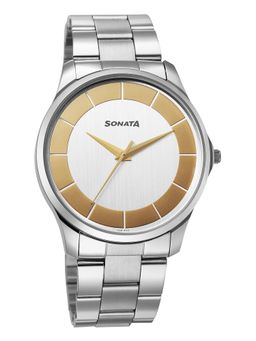 Sonata - Silver Strap Round Dial Watch for Men ( 77163SM01W ) ( M )