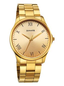 Sonata - Gold Strap Round Dial Watch for Men ( 77163YM04W ) ( M )
