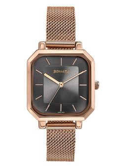 Sonata - Rose Gold Strap Rectangular Dial Watch for Women ( 87072WM01 ) ( M )