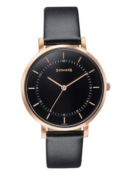 Sonata - Black Strap Round Dial Watch for Women ( 87073WL01 ) ( M )