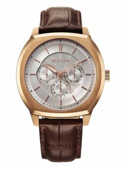 Titan - Brown Strap Asymmetrical Dial Watch for Men ( 90213WL01 ) ( M )