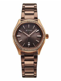 Titan - Brown Strap Asymmetrical Dial Watch for Women ( 95326KM02 ) ( M )