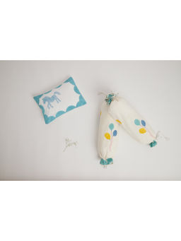 Masaya - Circus Teal Pure Cotton Pillow and Bolster Set (Pack of 3) for 0-2 Years